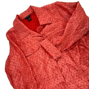 Lane Bryant Y2K Crinkle Popcorn Shacket Jacket Artsy Coral Plus Size 14/16W‎
